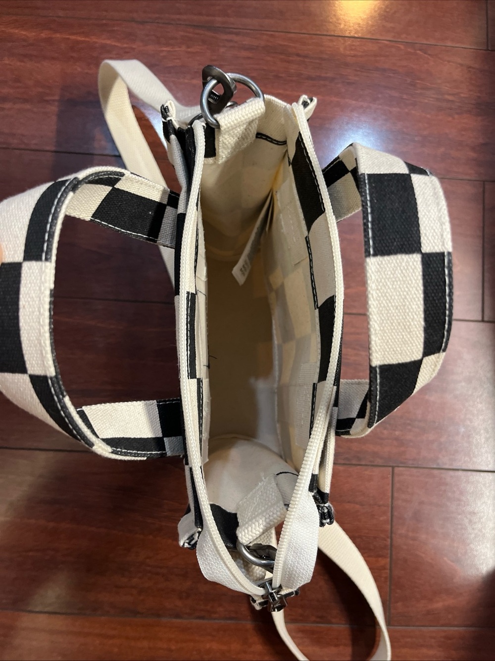 Vans Lil Pergs Tote Bag Small Crossbody Canvas Antique White Checkerboard 8x7x3 - Picture 8 of 16